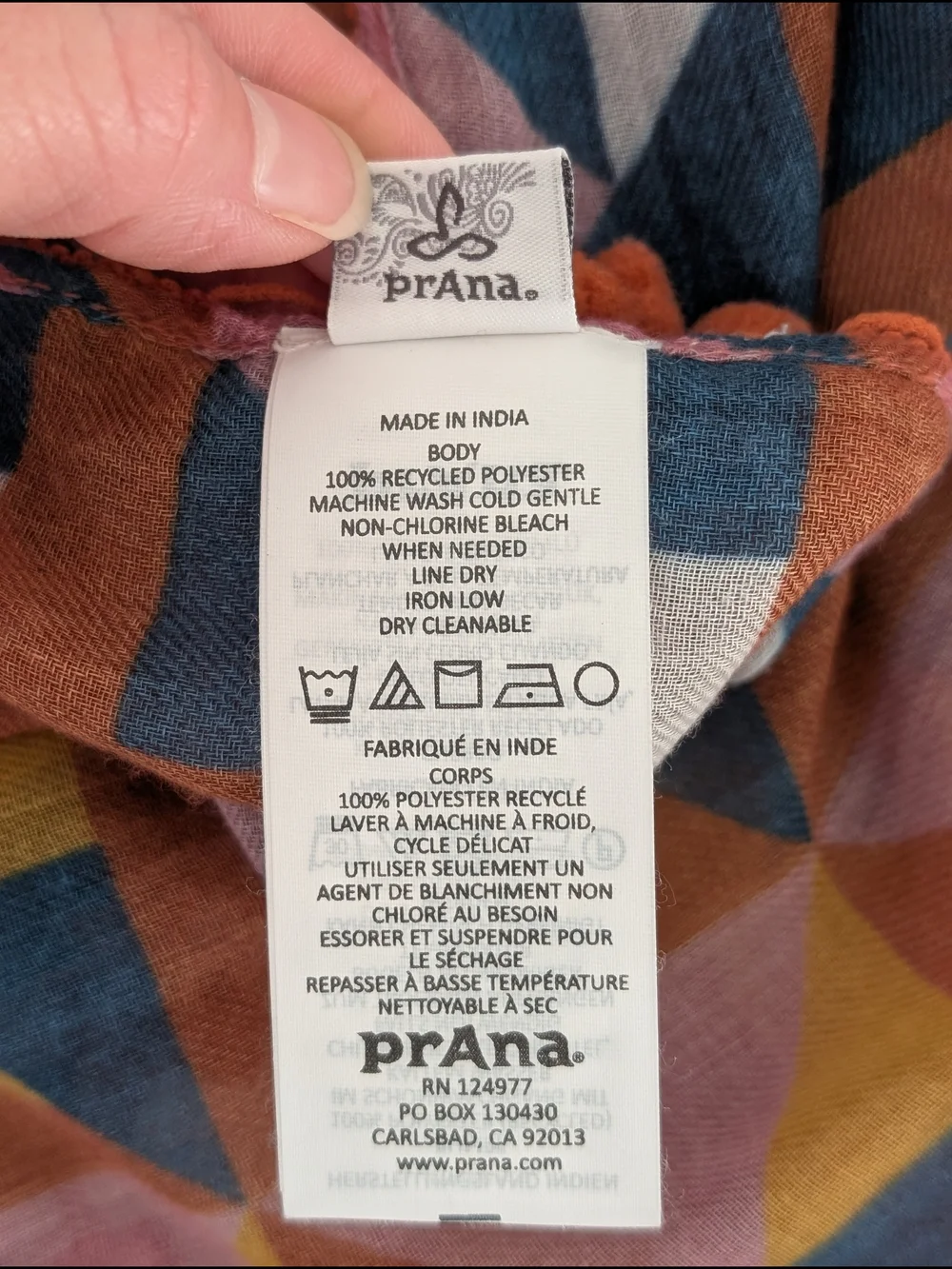 Prana Scarf Geometric Block Print Pom-Pom Trim Oversized 68